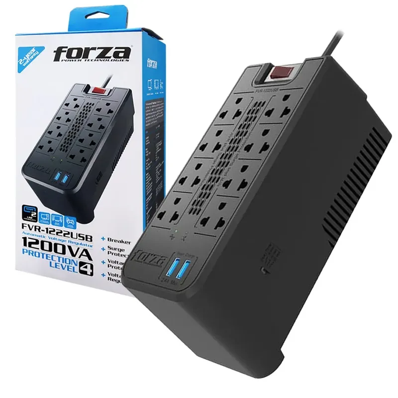 Estabilizador de voltaje Forza FVR-1222USB (1200VA)